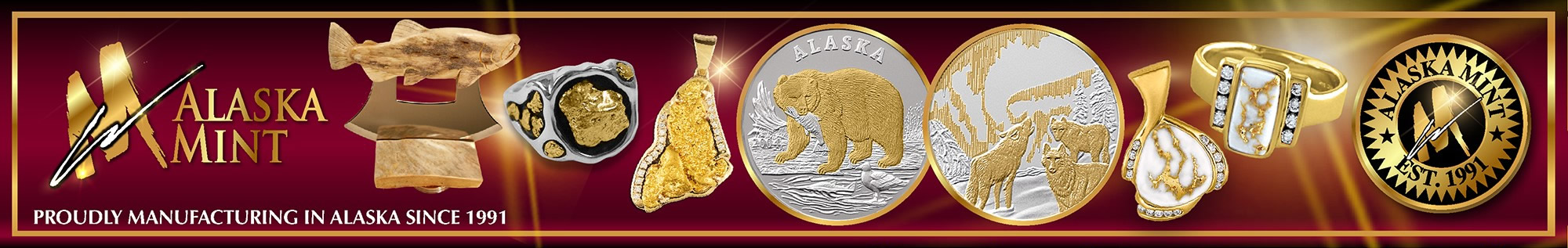 Gold Quartz Kite Shape Pendant FF213G2 - Alaska Mint
