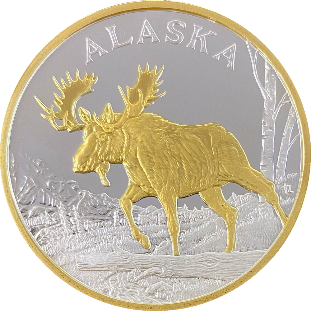 Alaska State Moose Flag Deluxe Printing Small Purse Portable Receiving Bag 