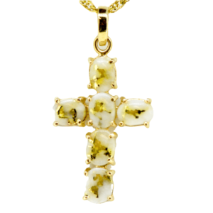 Gold quartz pendant