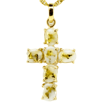 Gold quartz pendant