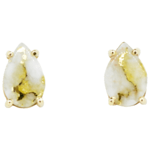 Gold quartz post earrings