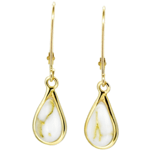 Gold quartz leverback earrings