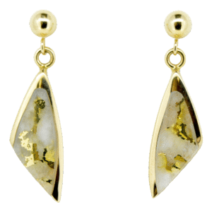 Gold quartz post dangle earrings