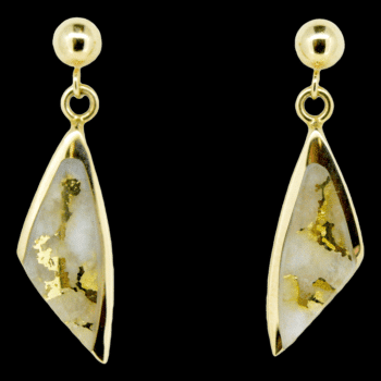 Gold quartz post dangle earrings