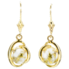 Gold quartz leverback earrings