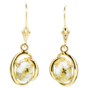 Gold quartz leverback earrings