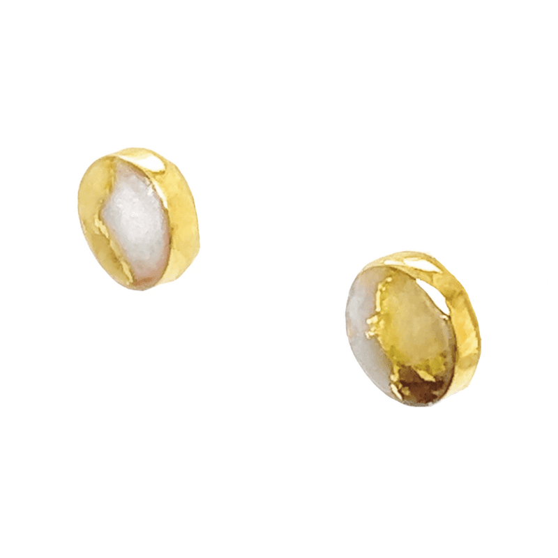 Gold quartz post earrings, Alaska Mint