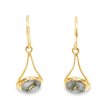 Gold Quartz Wire Dangle Earrings, Alaska Mint