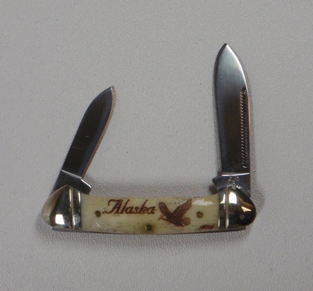 2.75 Inch Bone Handle Pocket Knife with Scrimshaw Artwork