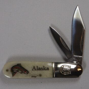 3.25" Bone Handle 2 Blade Pocket Knife with Scrimshaw Artwork
