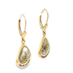 Gold Quartz Leverback Earrings, Alaska Mint