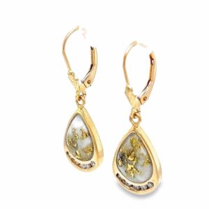 Gold Quartz Leverback Earrings, Alaska Mint