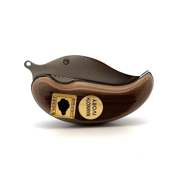 Mammoth Ivory Handle Ulu Style Pocket Knife - Image 2