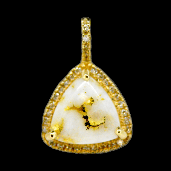 Gold Quartz Diamond Pendant
