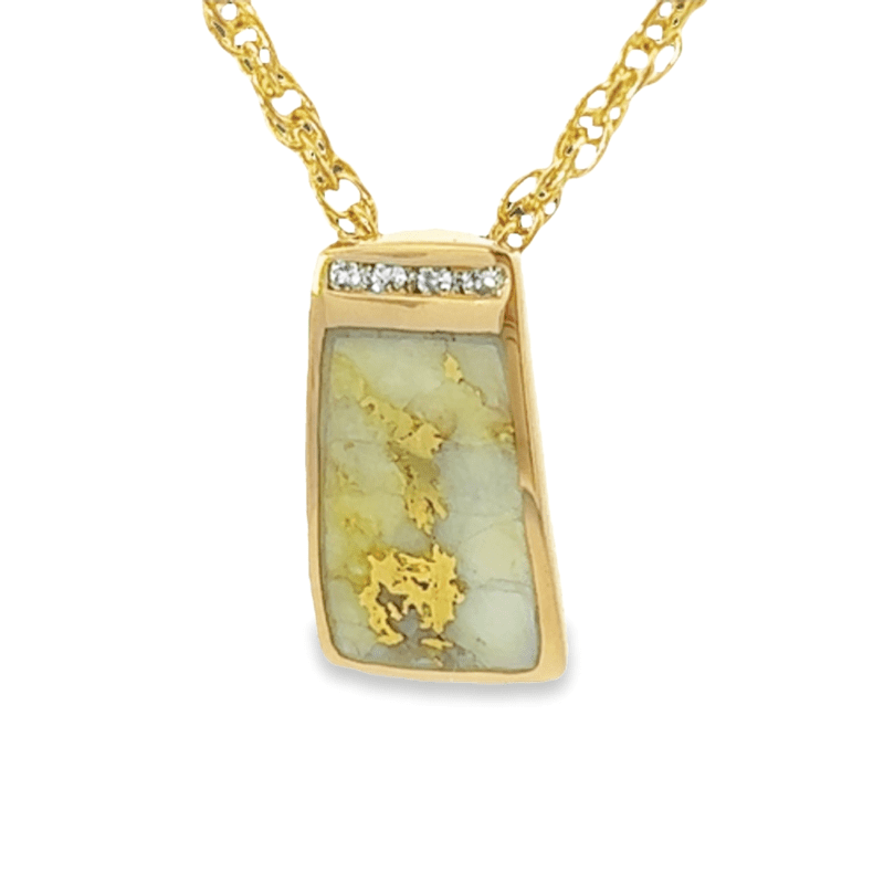 Gold quartz & diamond pendant, Alaska Mint