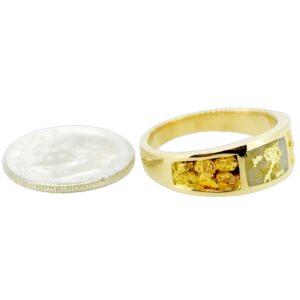 3 Panel Gold Quartz & Nugget Ring, Alaska Mint