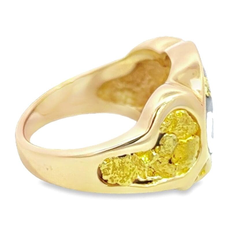 Men's Gold Nugget, Quartz & Diamond Ring, Alaska Mint