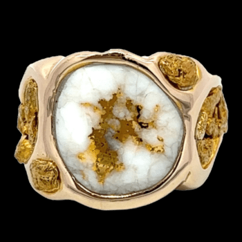 Gold quartz, Ring, Alaska Mint, Gold Nugget, RM518Q