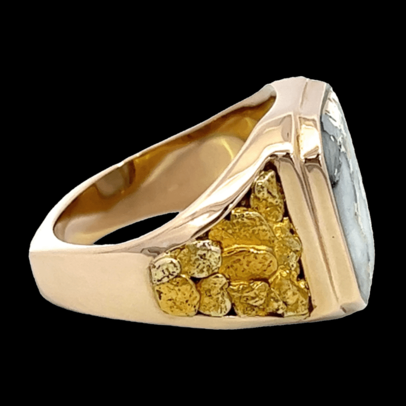 Gold quartz, Ring, Alaska Mint, Gold Nugget, RM636Q