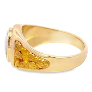 Men's Gold Nugget & Quartz Ring, Alaska Mint