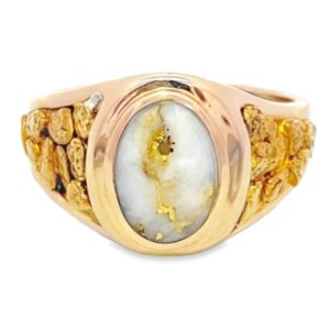Men's Gold Nugget & Quartz Ring, Alaska Mint