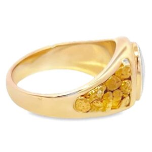 Men's Gold Nugget & Quartz Ring, Alaska Mint