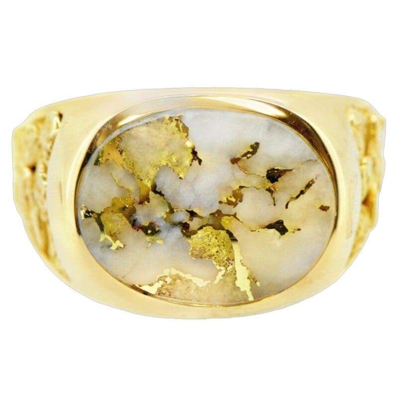 Gold Nugget Men's Gold Quartz Ring, Alaska Mint