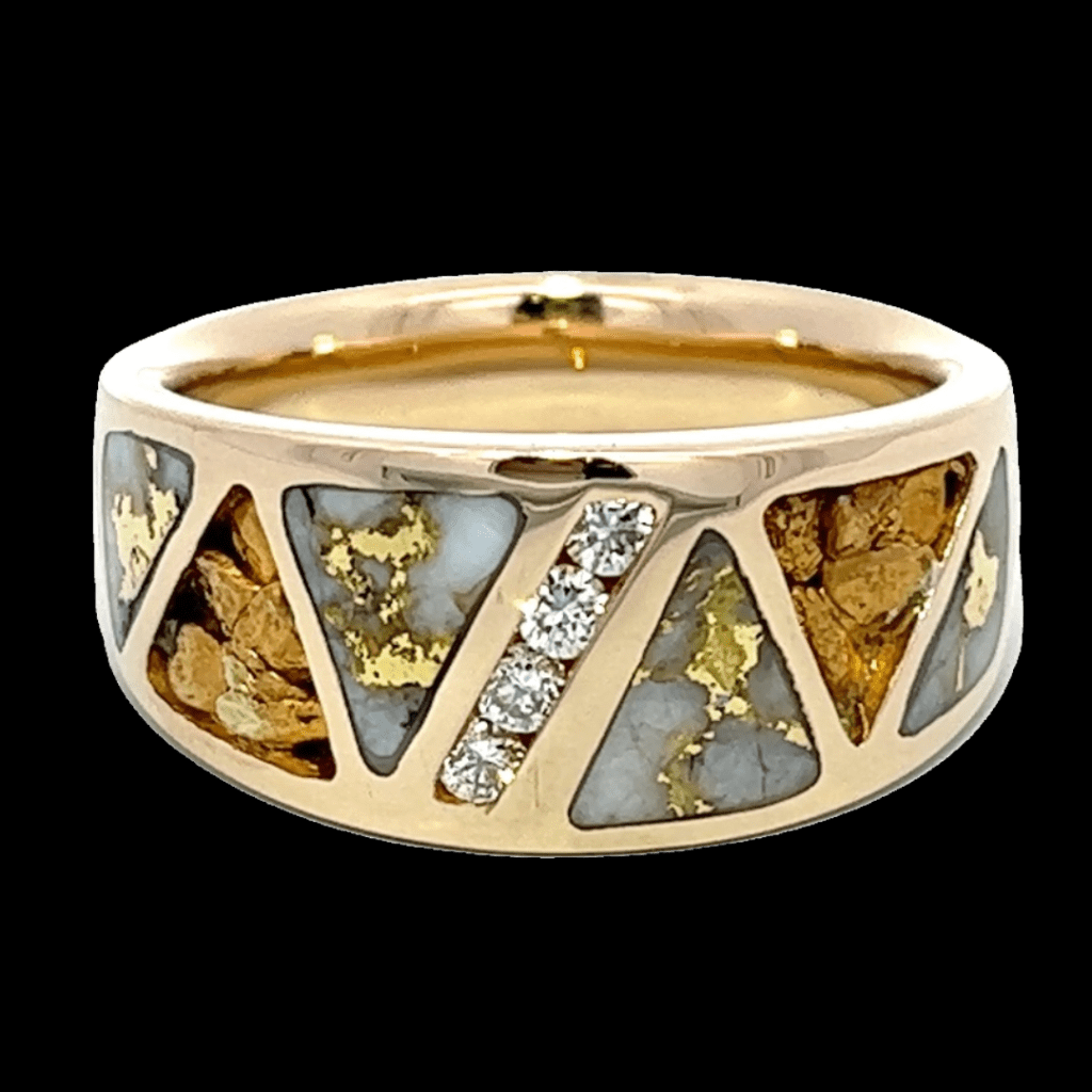 Gold quartz, Ring, Alaska Mint, Diamond, Gold Nugget, RM883D20NQ
