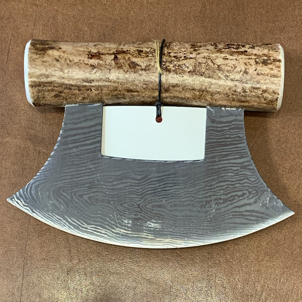 Ulu Knife with Caribou Antler Handle and Base