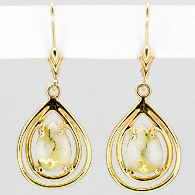 Gold quartz dangle earrings