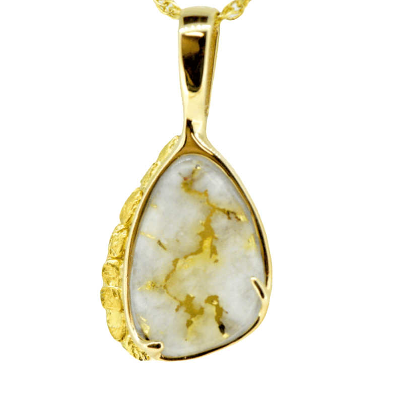 Gold quartz nugget pendant