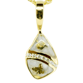 Diamond 14k Gold Quartz Pendant, Alaska Mint