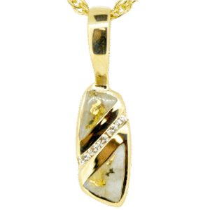 Gold Quartz Diamond Pendant