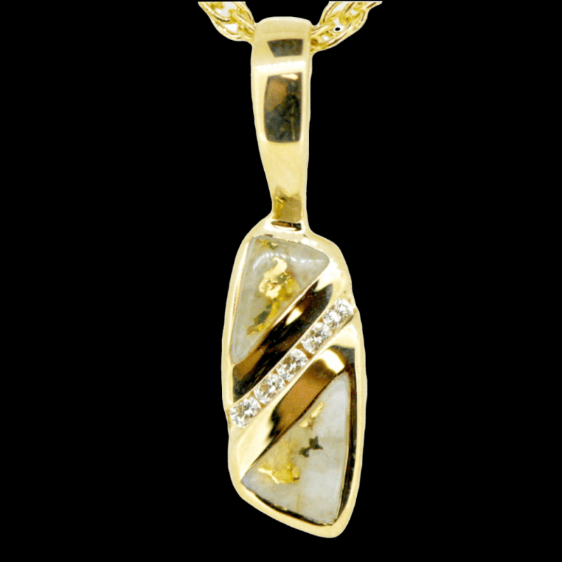 Gold Quartz Diamond Pendant