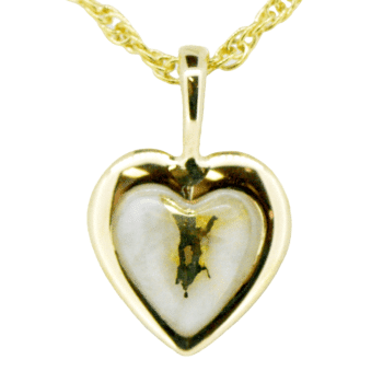 14k Gold quartz heart pendant, Alaska Mint