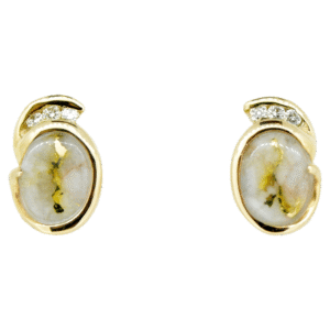 Gold Quartz & Diamond Post Earrings, Alaska Mint