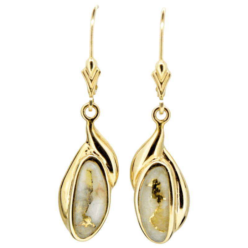 Gold quartz leverback earrings