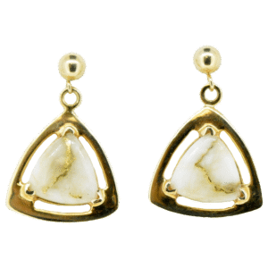 Gold quartz post dangle earrings