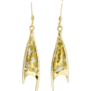 Gold quartz leverback earrings, Alaska Mint