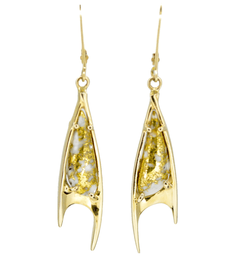 Gold quartz leverback earrings, Alaska Mint