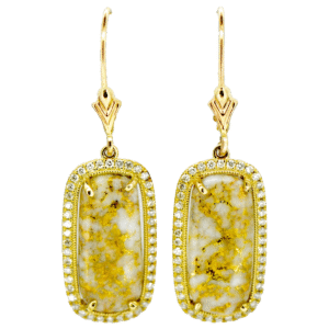 Gold quartz leverback earrings