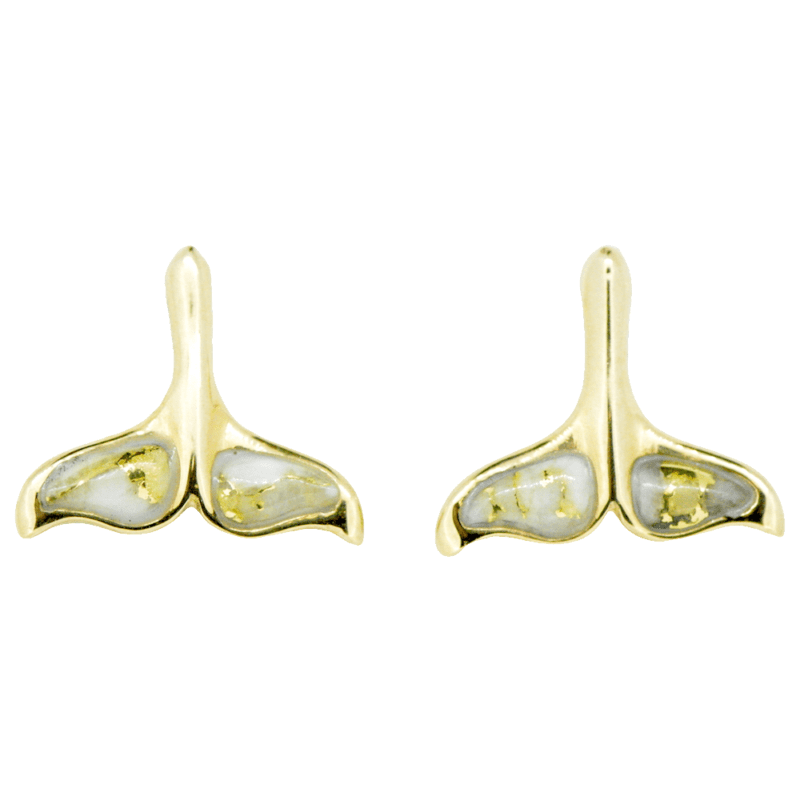 Gold quartz whale tail post earrings