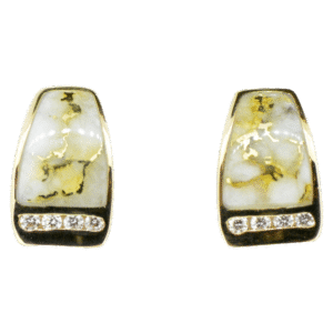 Gold quartz & diamond post earrings