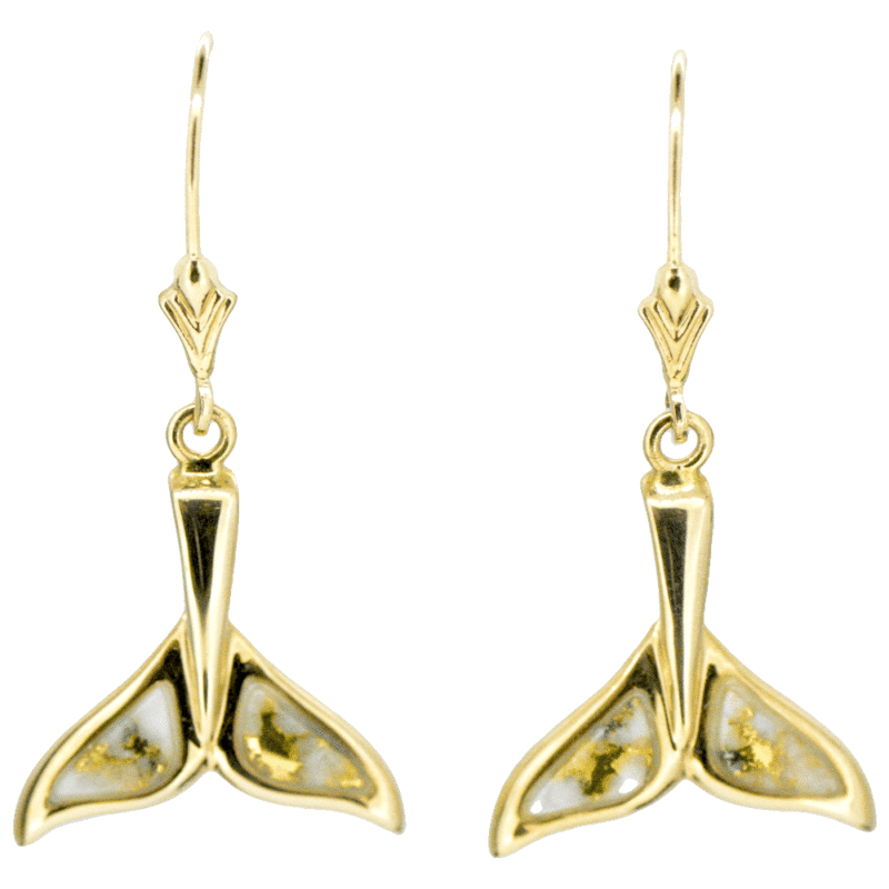 Gold quartz whale tail earrings