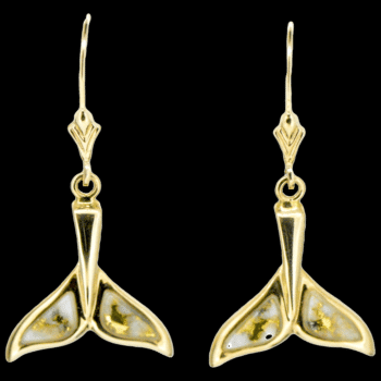 Gold quartz whale tail earrings