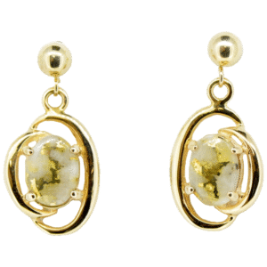 Gold quartz post dangle earrings