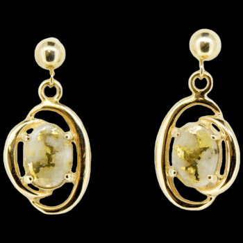Gold quartz post dangle earrings