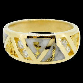 Ladies Gold Nugget Quartz & Diamond Ring