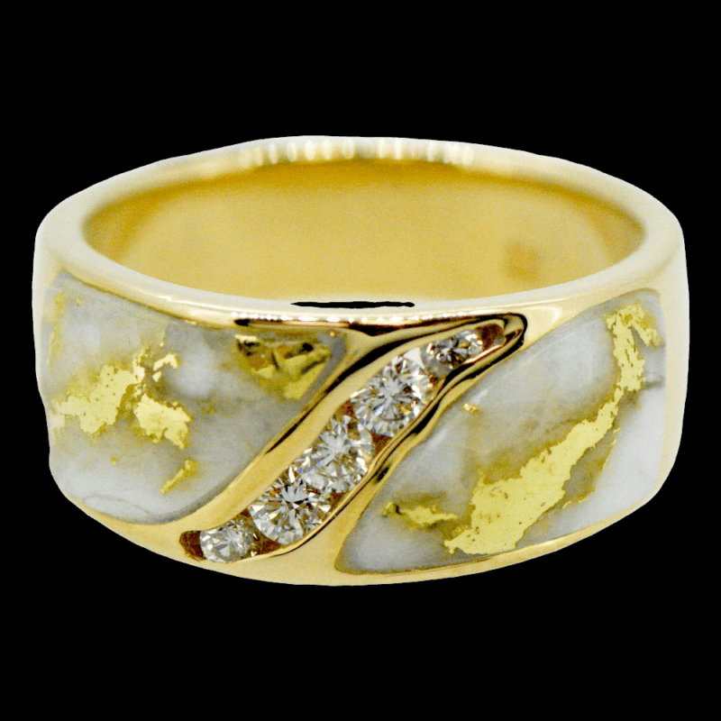 Gold quartz & diamond ring