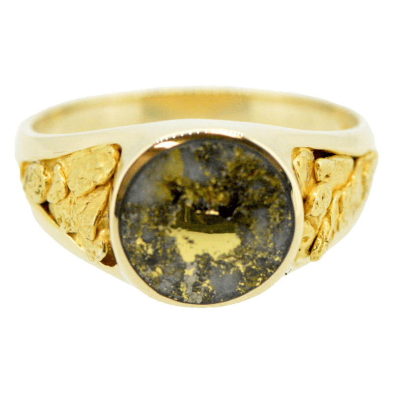 Midnight gold quartz & nugget ring